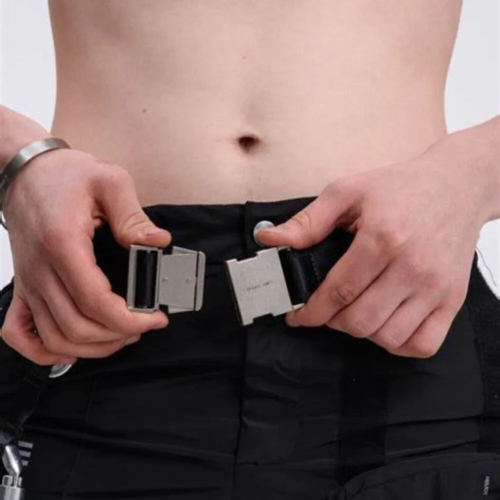 Heliot Emil Black Canvas Logo Belt